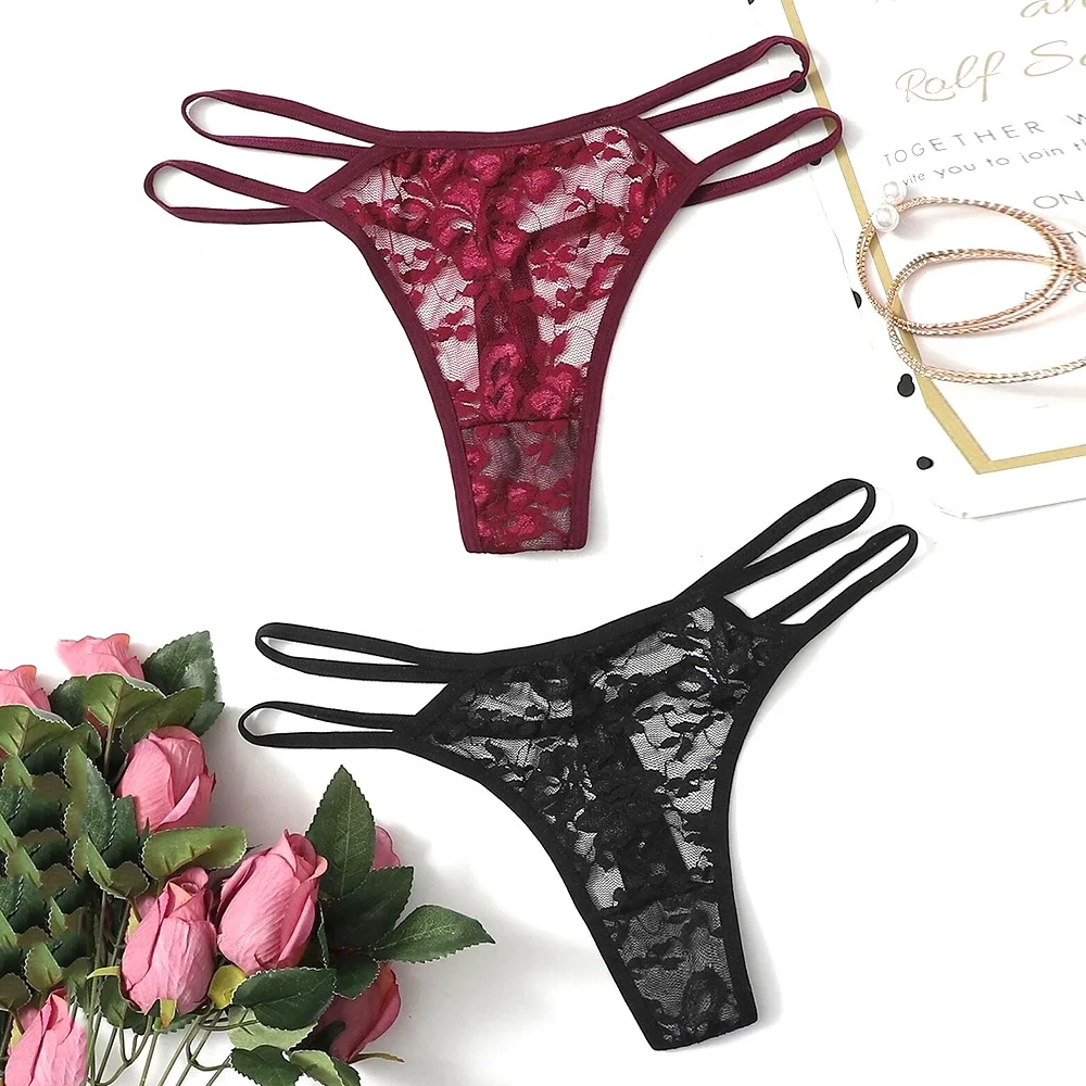 

Factory Supplier Very Comfortable Soft Micro Floral Lace Thong Panties Underwear