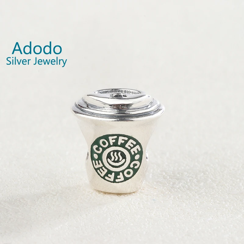 

2020 Lovely Enamel 925 Sterling Silver Mini Jewelry Coffee Cup Charm