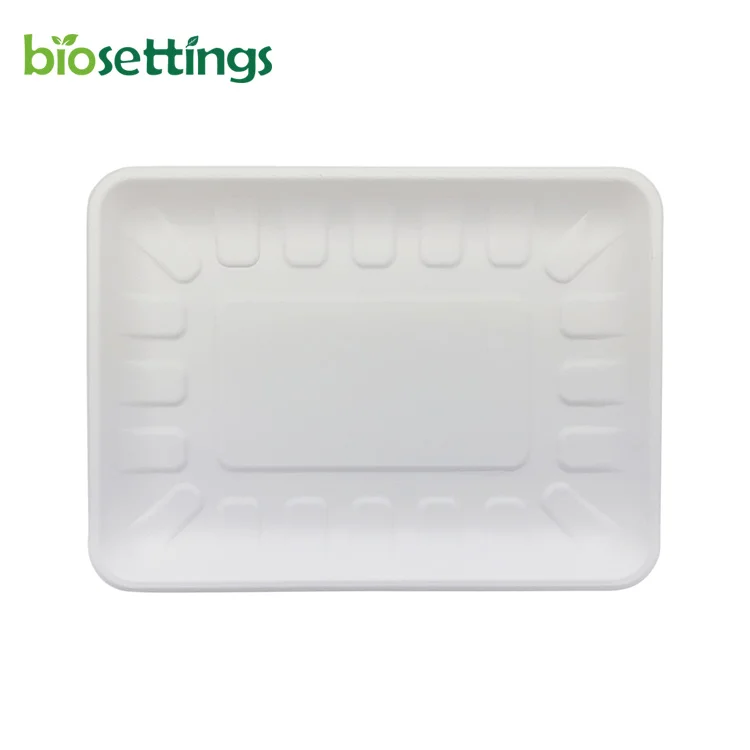 

PFAS FREE Disposable sustainable sugarcane pulp square rectangle sugarcane bagasse dinner food plate