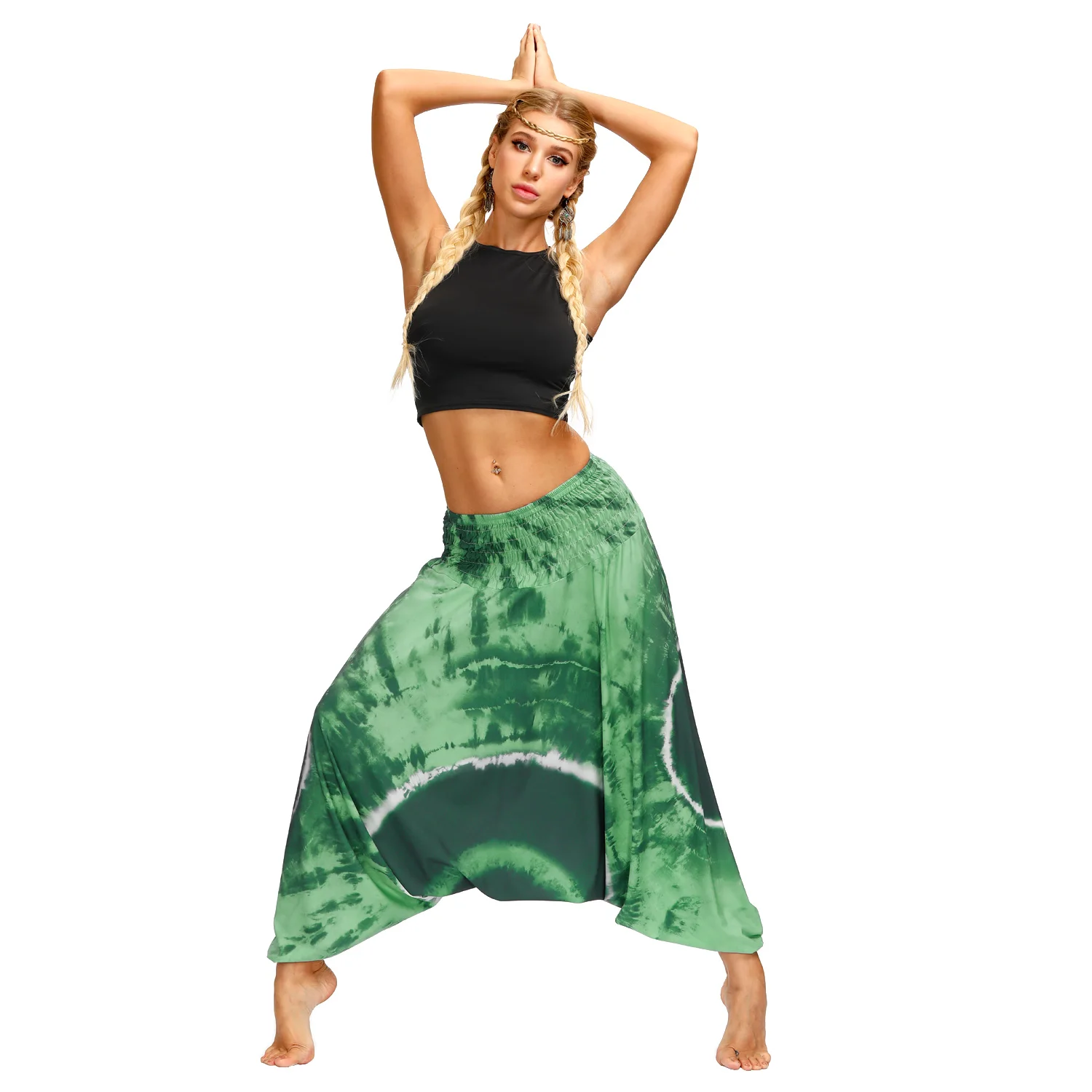 

2021 hot sale selling wholesale yoga Popular Casual Loose Hippy Tie dye Harem boho cover all Women pants, Customized color