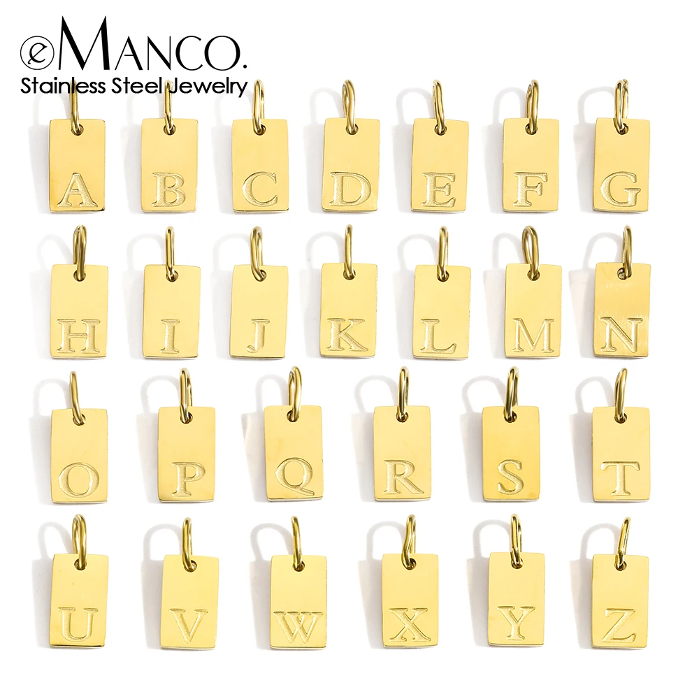 EManco Stainless Steel A-Z 26 Letters Alphabet Pendant Jewelry DIY Engraved Lettering Accessories  Initial Pendant Charm