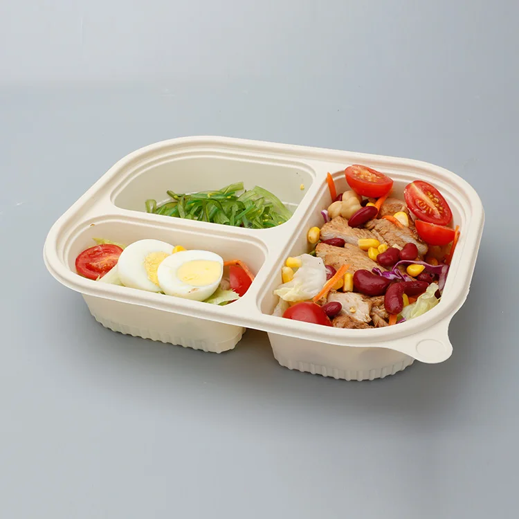 

Biodegradable Disposable Cornstarch Lunch Take Away Container Corn Starch Chinese Takeaway Box, Yellow