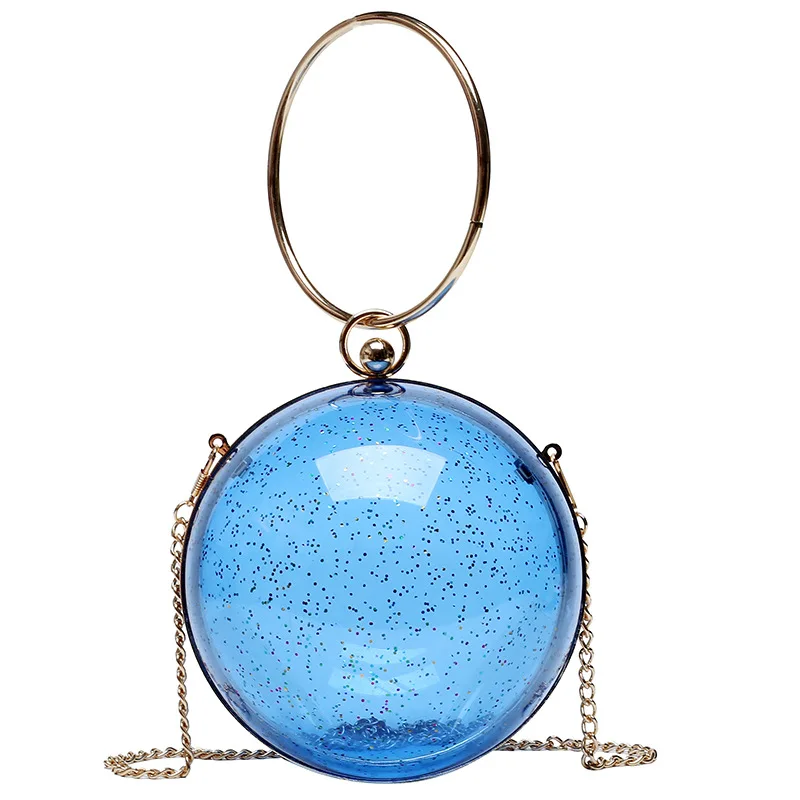 

Hot fashion crossbody shoulder bag chain PVC transparent clutch purse small round Clear women handbags