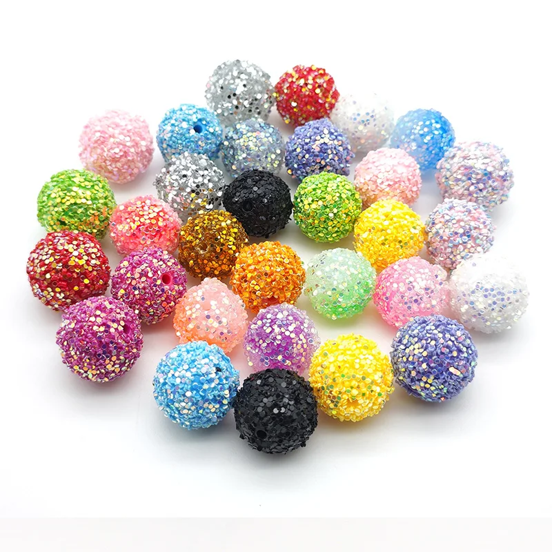 

Hot Selling 20mm Multi-colored Rhinestone Round Beads Acrylic Glitter Connector Beads Rhinestone Gumball Beads Charms