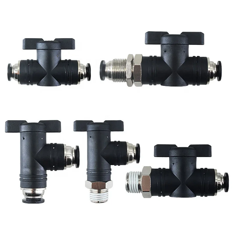 

4mm/6mm/8mm/10mm/12mm Pneumatic Connector Quick Joint Adapter BUC Hand Valve Switch Tube Fittings Black Shut Off Ball Valve