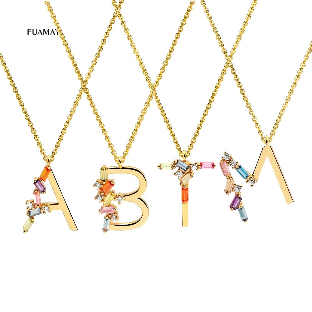 

FUAMAY Gold Plated Arabic Letter Alphabet Necklaces Woman Letter A to Z Necklace Collares Para Mujer