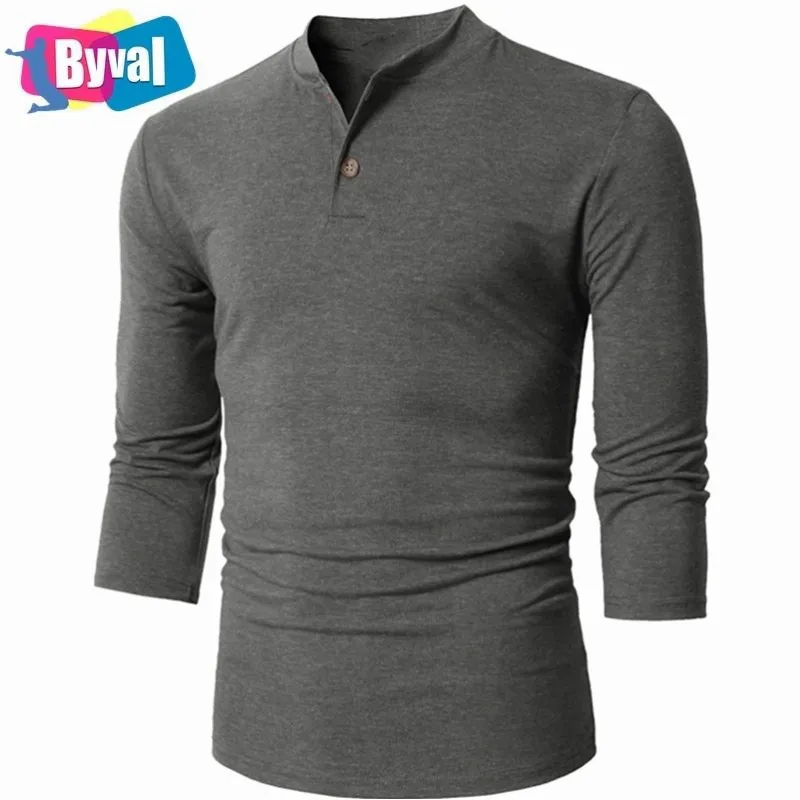 

2021 Wholesale High Quality Casual Casual Henley T-Shirt 3/4 Sleeve Basic Designed, Customized color