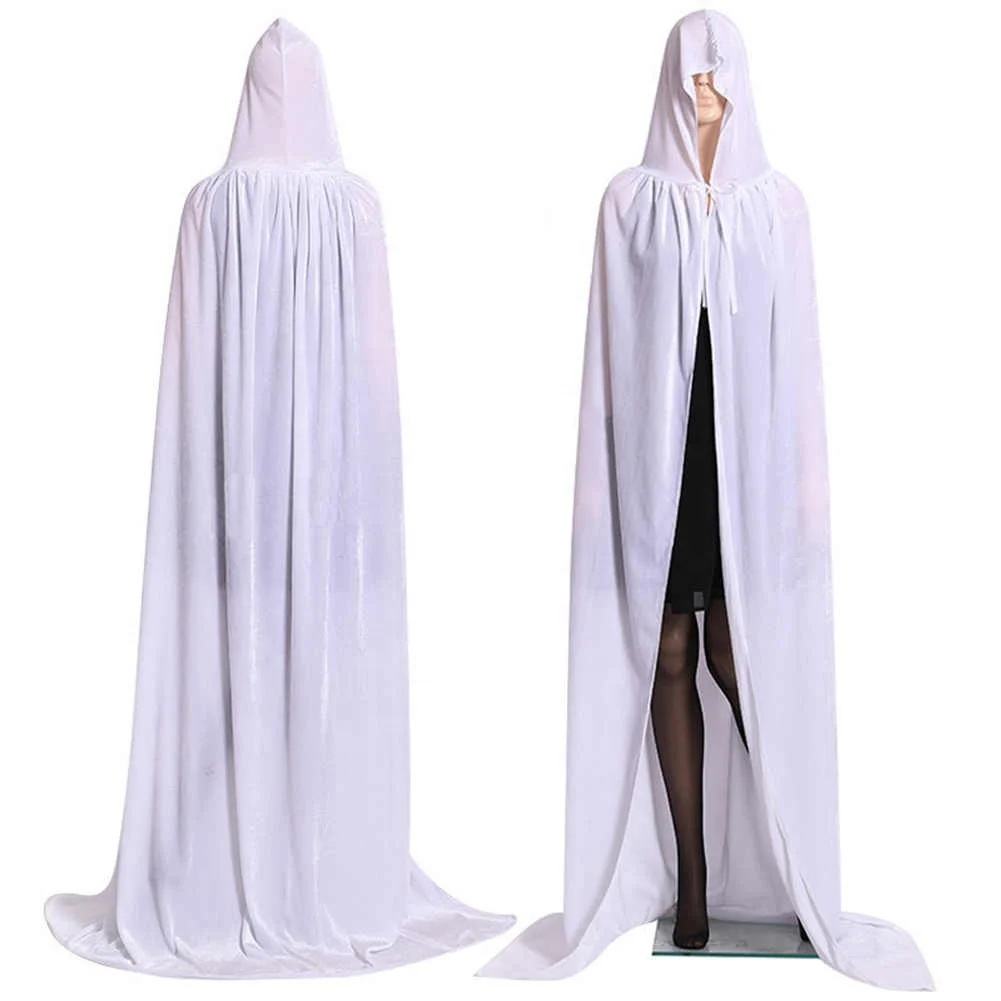 

Gothic Hooded Stain Cloak Wicca Robe Witch Larp Cape Women Men Halloween Costumes Vampires Fancy Party Size S-M