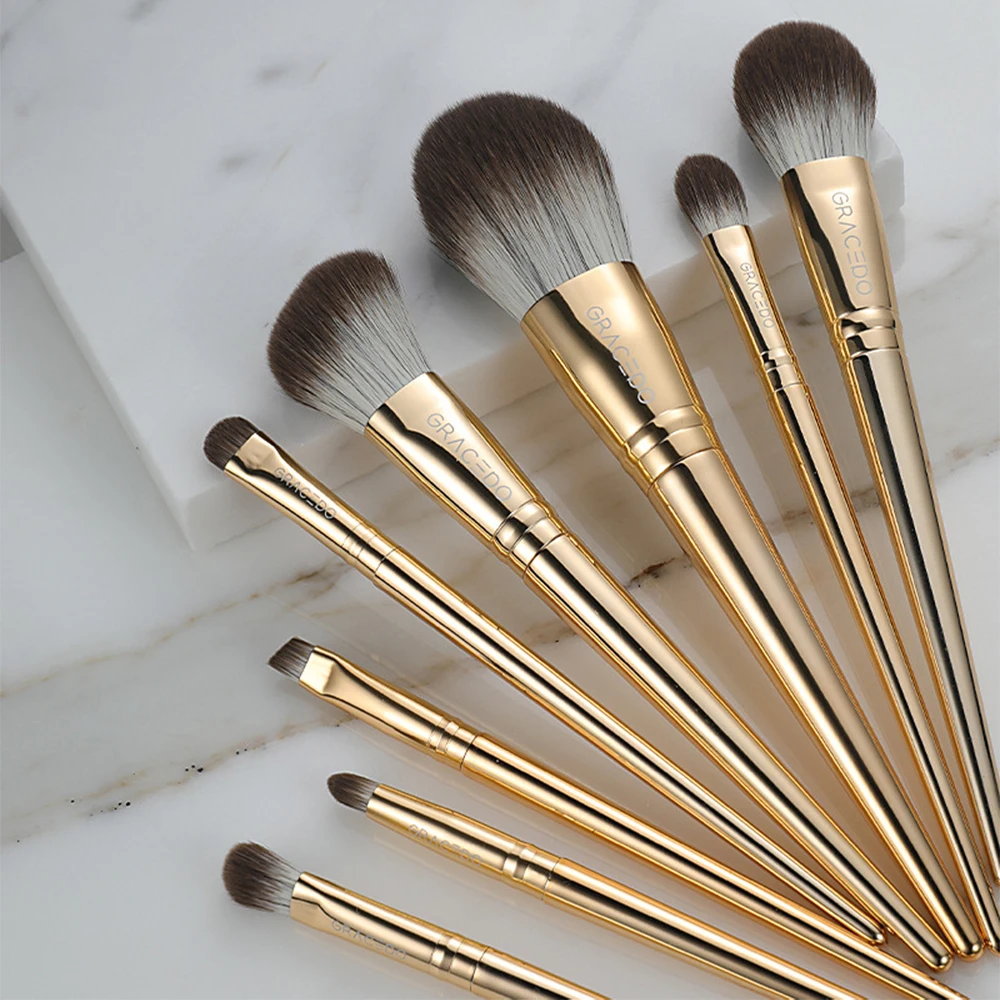 

8pcs golden makeup brushes portable soft corn silk makeup brush set beginner makeup brushes gold