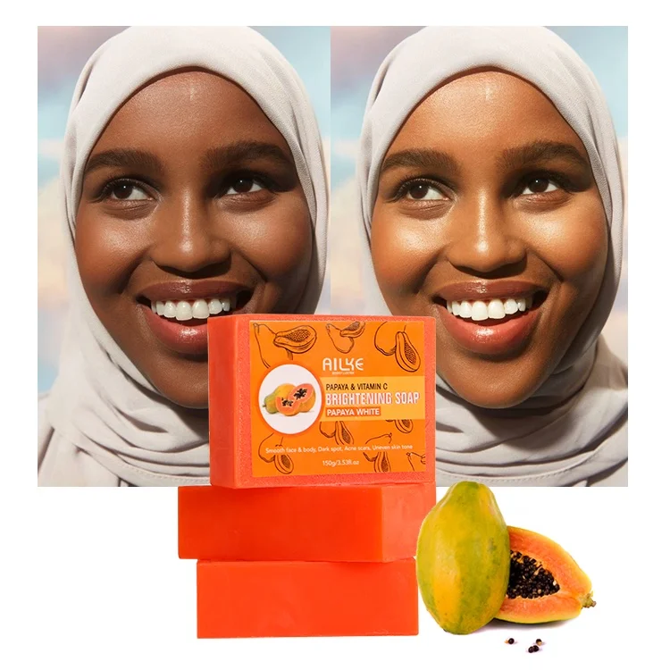 

OEM/ODM Vitamin Kojic Moisturizing Acne Removal Dark Spot Facial Beauty Ailke Papaya Soap For Glowing Skin