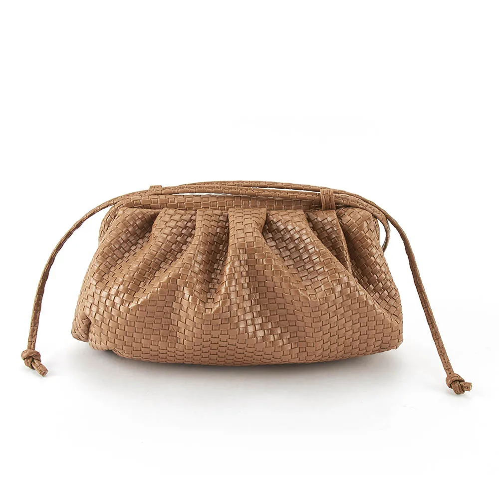 

Fashionable Woven Cloud Clutch Bag Soft Leather woven Single Shoulder Bag For Gril, Accept custom made