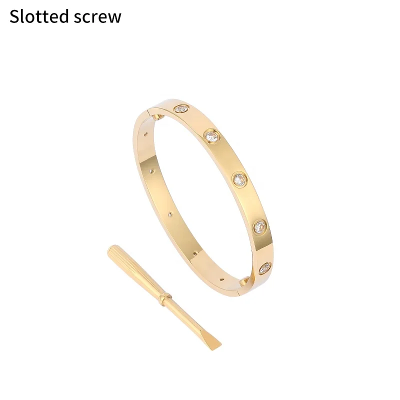 

Fashion brand Stainless Steel SCREW LOVE Bangle With stones For Lady Gold Silver Rose Gold Plated Bracelets