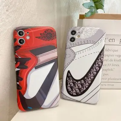 

2021 Jordan White AJ Classic Red White Nik Cover For Apple iPhone 12 11 PRO MAX X Xs Max AJ Jordan Mobile Phone Case, As pictures