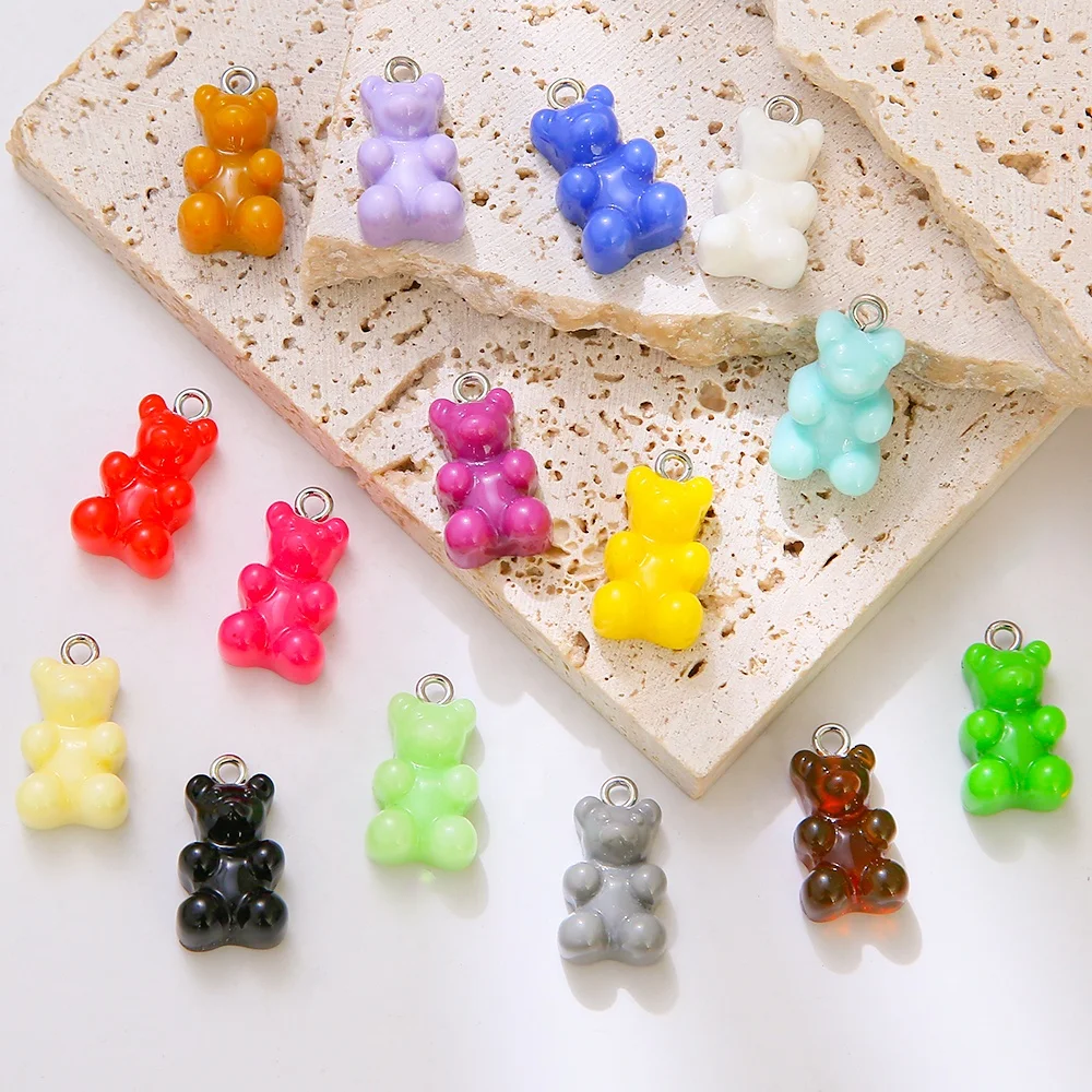 

Kawaii Macaron Gummy Resin Bear Pendant DIY Cartoon Bear Charm Earring Necklace Jewelry Making Findings Jewelry accessories, Picture