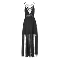 

PUNK RAVE women dinner dress goth strap lace chiffon female dresses summer OPQ-347