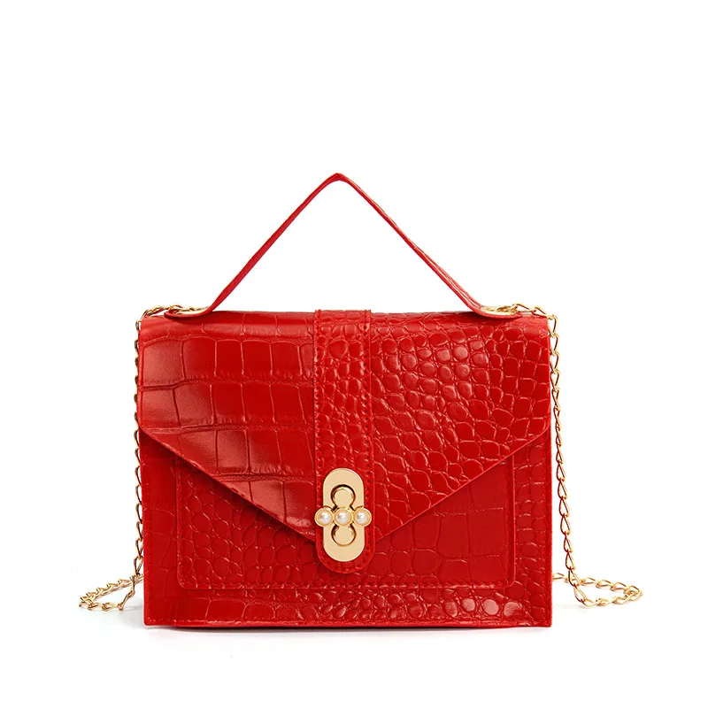 

Crocodile pattern pearl lock chain small square bag summer 2021 handbags women handbags for women luxury, Picture color