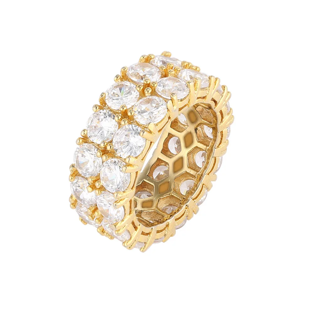 

Hip-hop Double Row Zircon Rings Men Personality Micro Zircon men rings