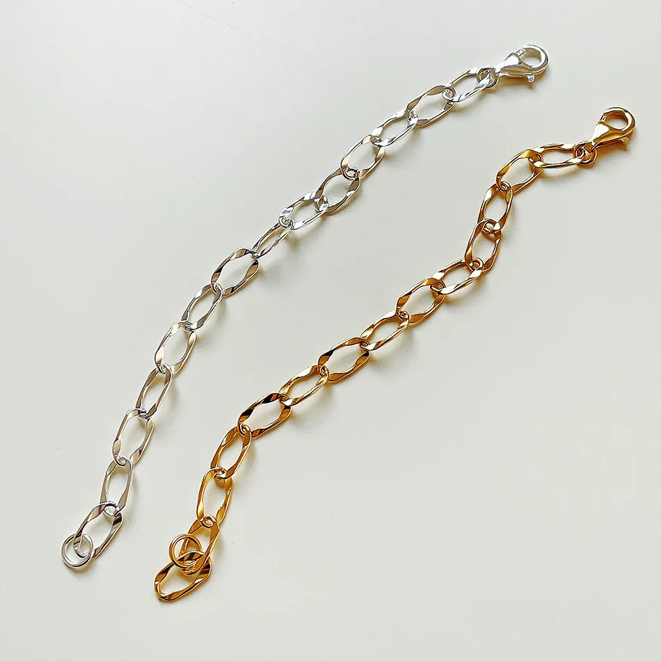 

VIANRLA 18k gold plated parperclip bracelet 925 sterling silver rectangle link chain bracelet