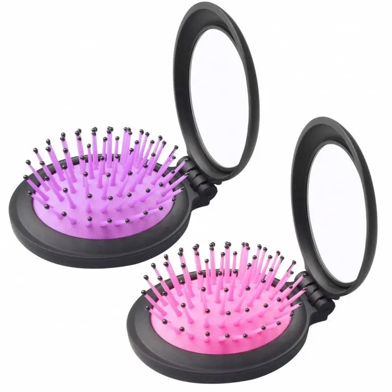 

Standing Size Flat Folding Wig Pocket Travel An Fold Rround Kids Portable Hairbrush Mini And With Mirror Comb Set Hair Brush