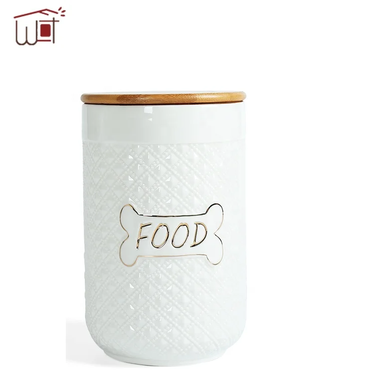 White Ceramic PET Dog Feeder Servicing Accessories Food Safe Quality Ceramic Dog Bowl Watering and Storage Jar