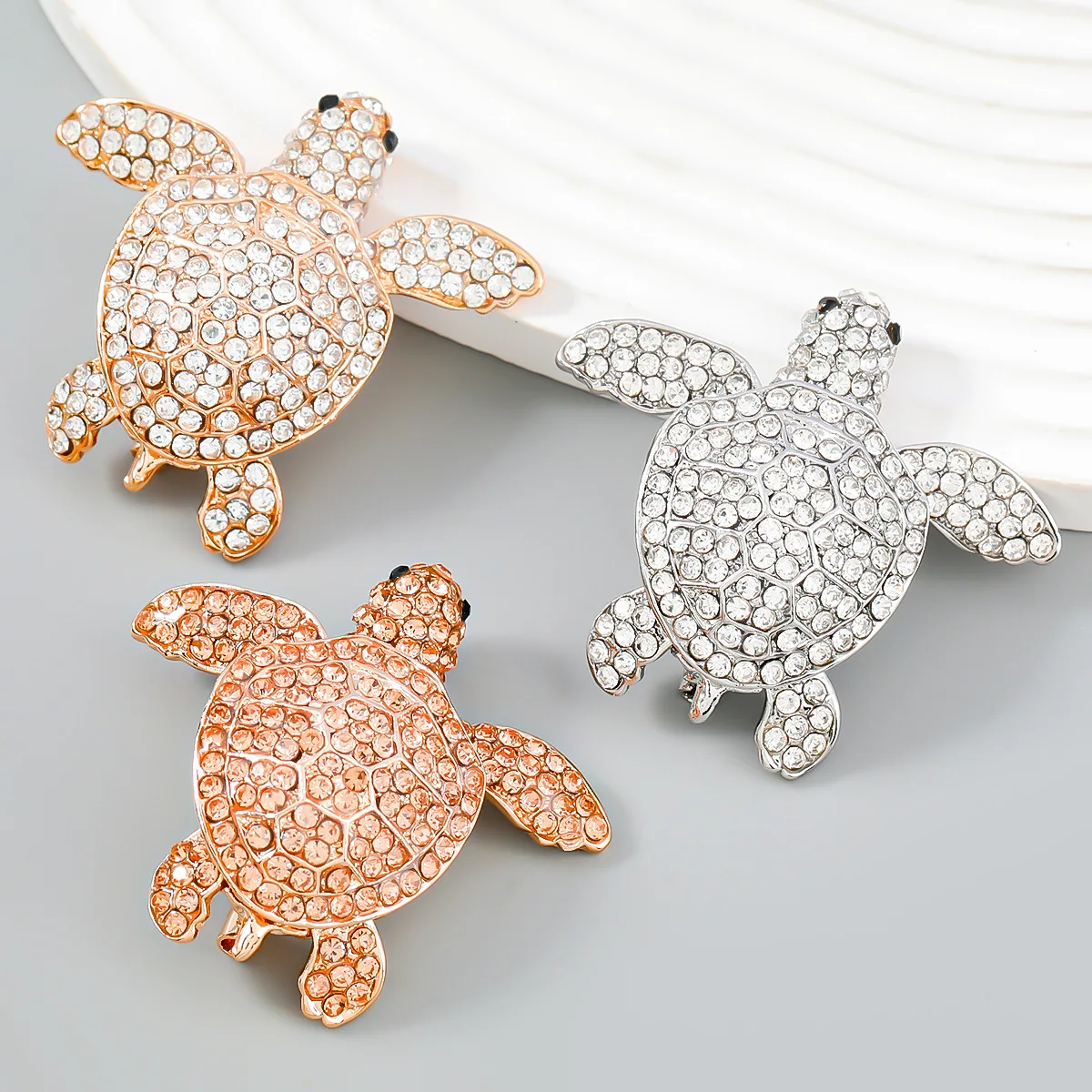 

Cute Crystal Animal Brooches Pins Fine Jewelry Brooch Lucky 14K Gold Plated Lucky Turtle Brooch Pin Pins