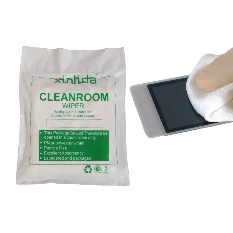 

Cleanroom wiper 100% polyester industrial cleaning cloth dust-free cloth clean room microfiber wipers esd cleanroom wiper, White