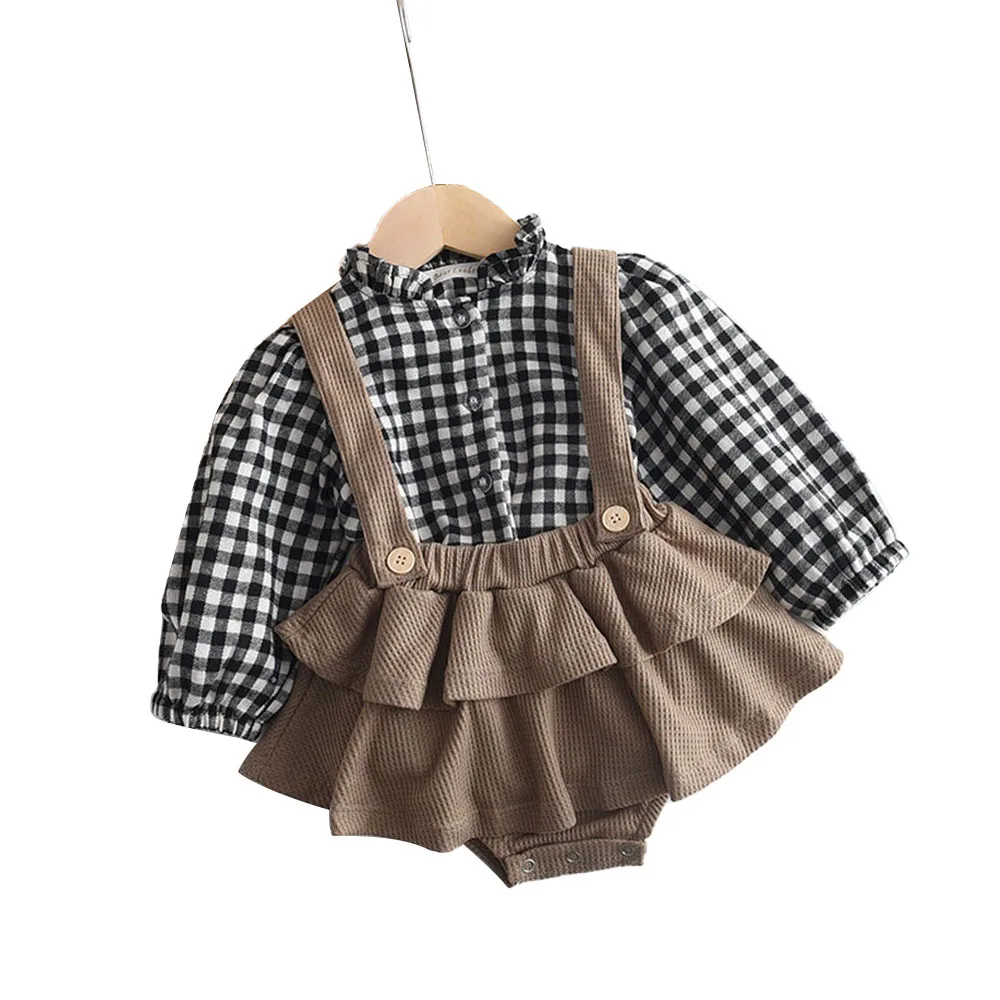 

Bear Leader Baby Girls Clothing Sets Toddler Blouses And Suspender Rompers Outfits Spring Linen Clothes Newborn Strap Outfits