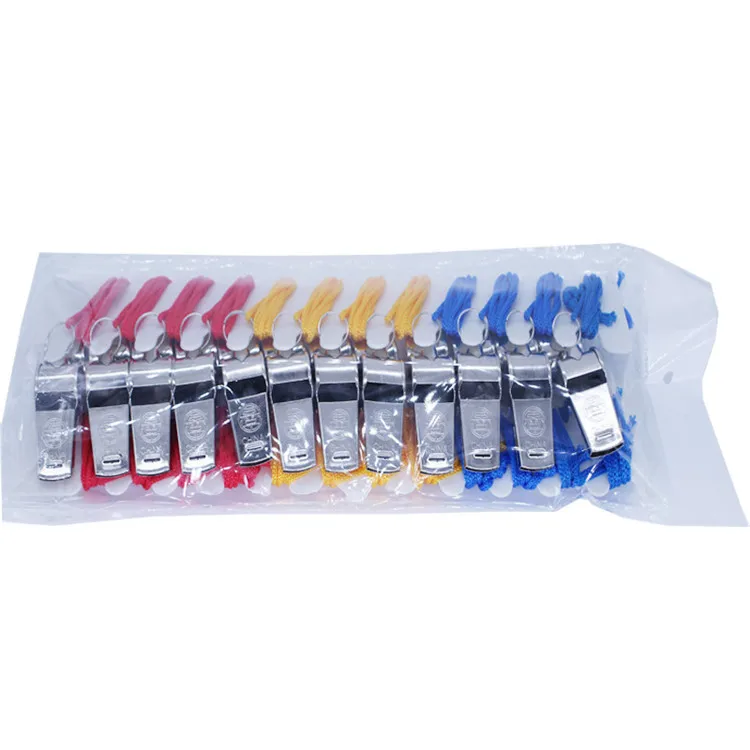 

Metal whistle with rope referee whistle electroplated traffic police school whistle, Black