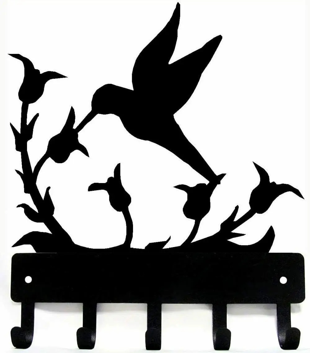 

Yinfa Factory Quality Brand new Decor Metal Wall Art Craft Hummingbird Key Rack Hanger - 6 Inch Wide Black TY2039