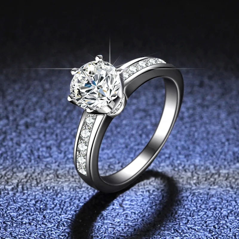 

Synthetic Diamonds moissanite ring White D VVS 1ct Round cut GRA loose moissanite gemstone for women wedding ting