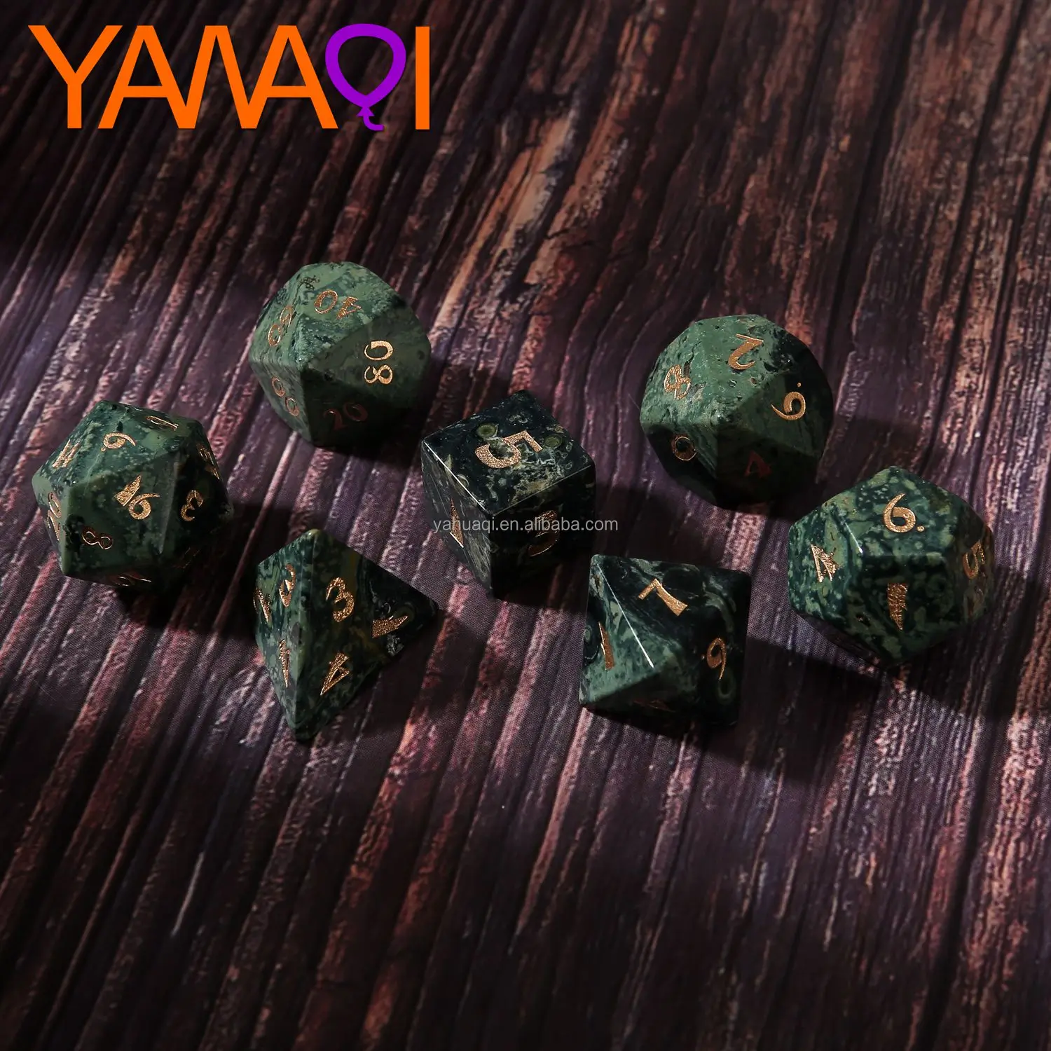 

Polyhedral dnd rpg game dice 7pcs sets Kambaba Jasper Gem stone Z05 font dices support custom 20 sided dice