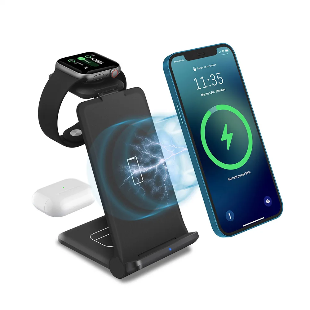 

15W Portable Phone Stand For Iphone 13 12 Pro Max Fast 3 in 1 Wireless Phone Charger For Cellphone wireless charger