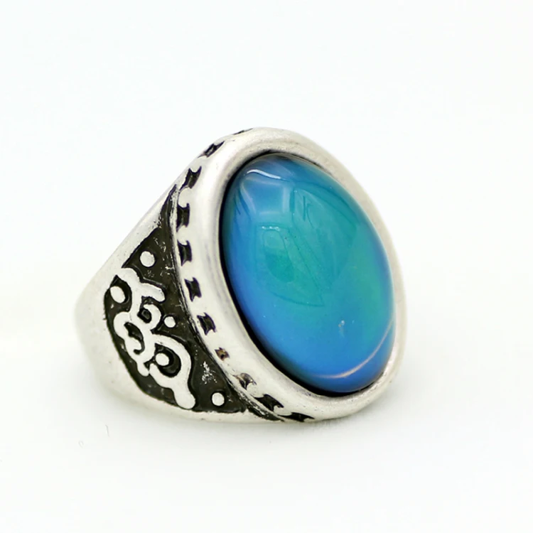 

2021 Oval Stone mood beads ring jewelry smart temperature sensing mood rings for gift