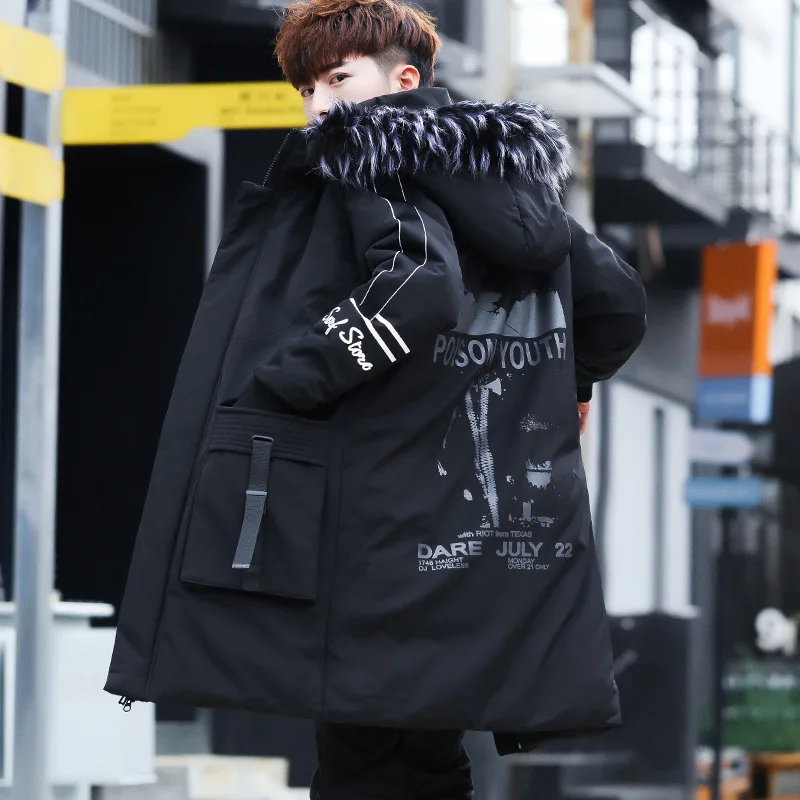 

Japanese Latest Design Men Long Trench Down Jacket Winter Puffer Coat Fur Mens Hooded