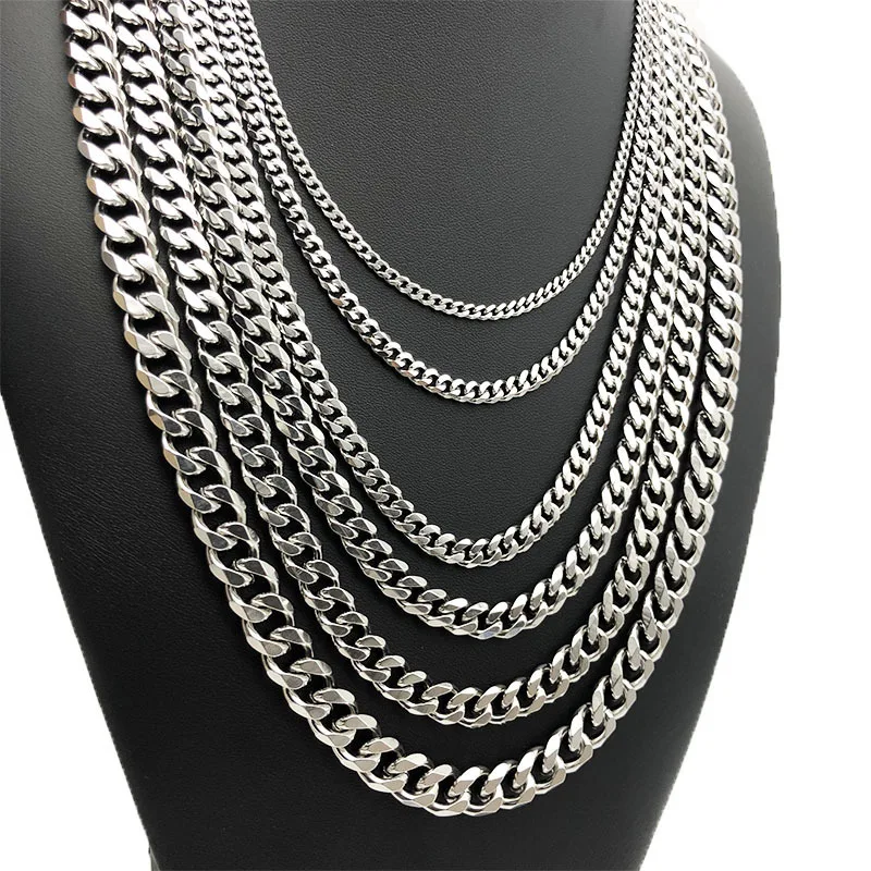 

Hot Sale Miami Hip Hop Chains Necklace Iced Out Cuban Chain Stainless Steel Jewelry Men's Necklaces