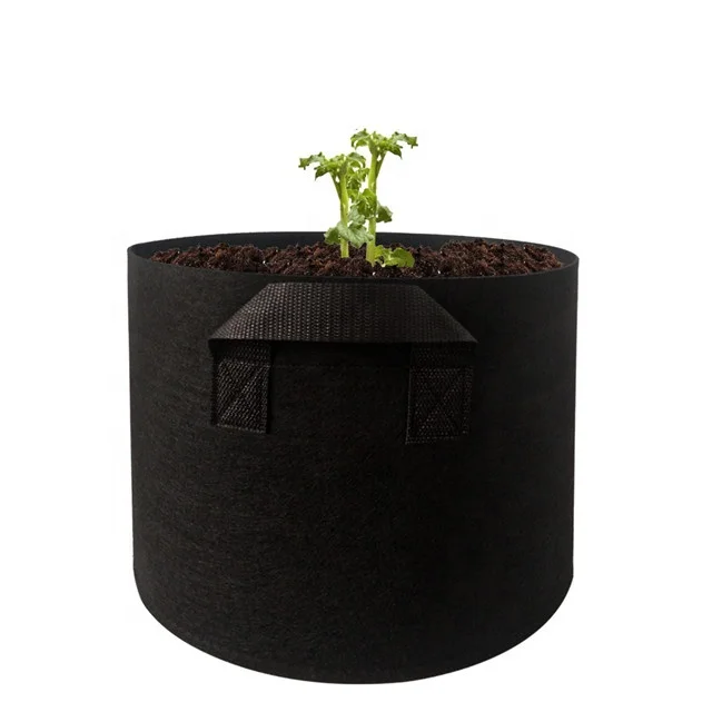 

Wholesale Cheap 45 Gallon 300g Black Eco-friendly Thickened Non-woven Garden Felt Grow Bag For Greening Works, 4 colors