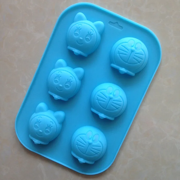

Y1020 6 cavity cat shaped silicone soap molds cat silicone cake mold, Random