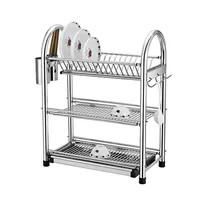 

Durable kitchen plate storage holder stainless steel 3 tier dish rack