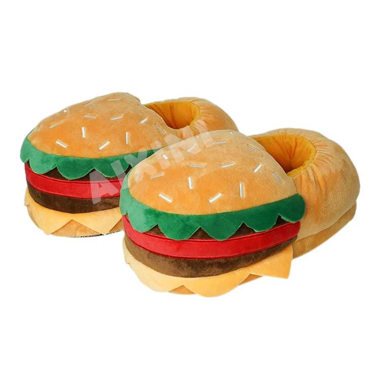 

Hot Hamburger Fries Donut Custom Plush Slippers Indoor Women House Slippers High Plush Hamburger Fries Donut Plush Slippers, Pink, brow,green,red,blue/customized