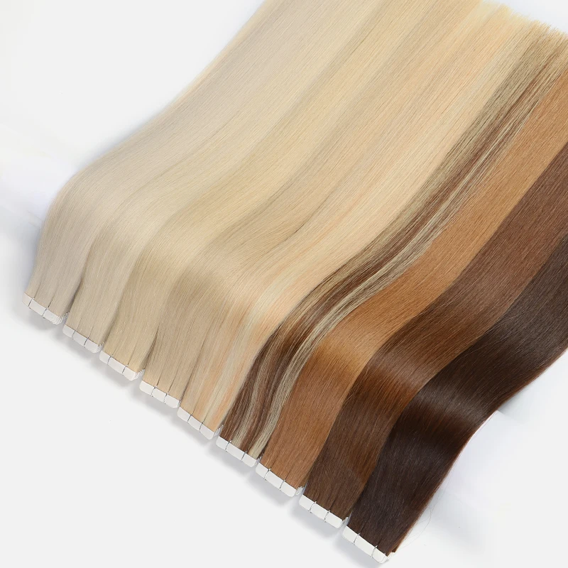 

straight tape in extensions human hair 100% remy hair virgin seamless european 22 inch brown double drawn tape hair extension