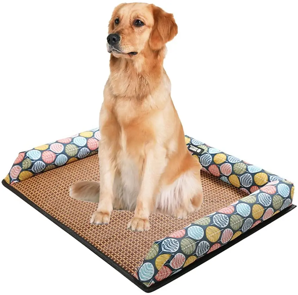 

Dog Beds Summer Cool Bed for Dogs with Sleeping Kennel Mat Portable Pet Pad Cats Rattan Mat Animal Bed Easy Clean