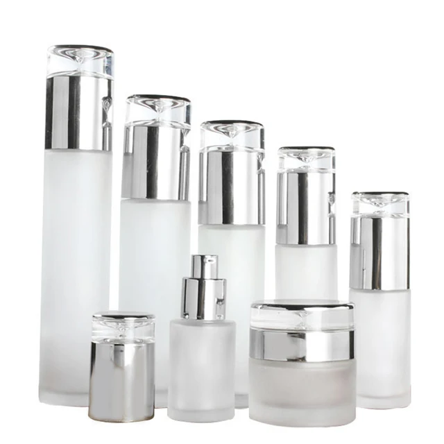 Hengjian Stocked 20ml 30ml 40ml 60ml 80ml 100ml 120ml Frosted Glass Cosmetic Perfume Spray Pump Bottle With Silver Cap