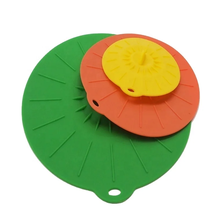 

OKSILICONE Reusable Seal Heat Resistant Silicone Lids Different Size Vacuum Preservation Lids For Keeping Fresh Silicone Cover, Red/orange/green/blue/yellow/customized