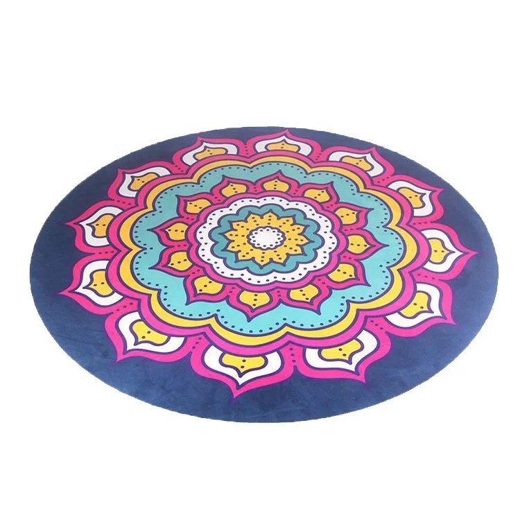 

Suede velvet Natural Rubber Yoga Mat circular printing anti-skid mat YO-023, Yellow, red, peacock feather