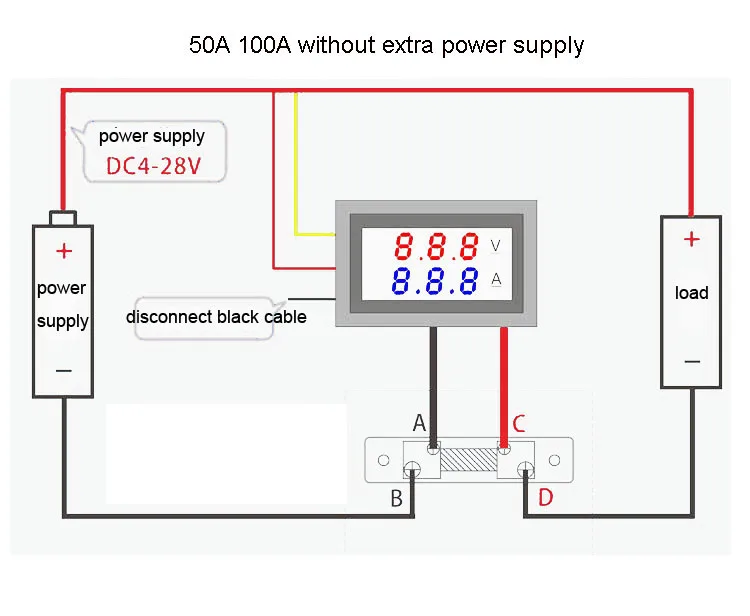 Digital DC 0-100V 100A Voltmeter Ammeter Voltage Current volt ampere