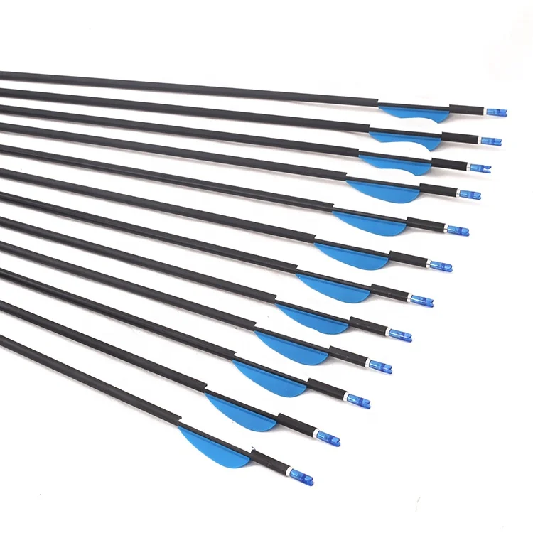 

80cm 30" OD 6mm Mixed Carbon Shaft Arrow 1000 Spine Fixed arrow tip With Plastic Vanes