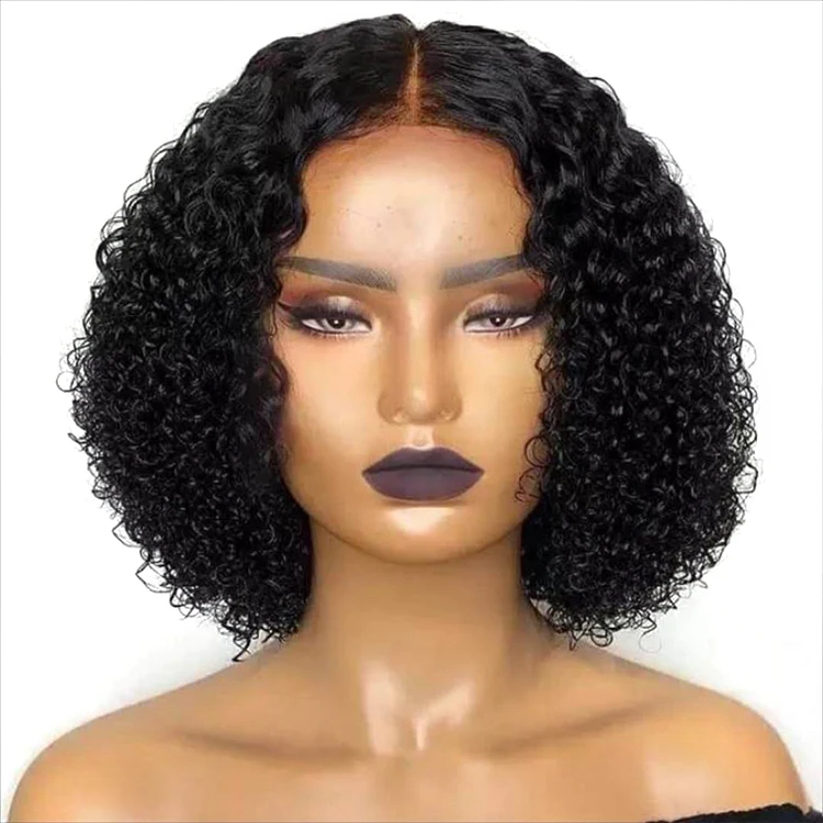 

Brazilian virgin human hair deep curly soft natural color hair wig with lace