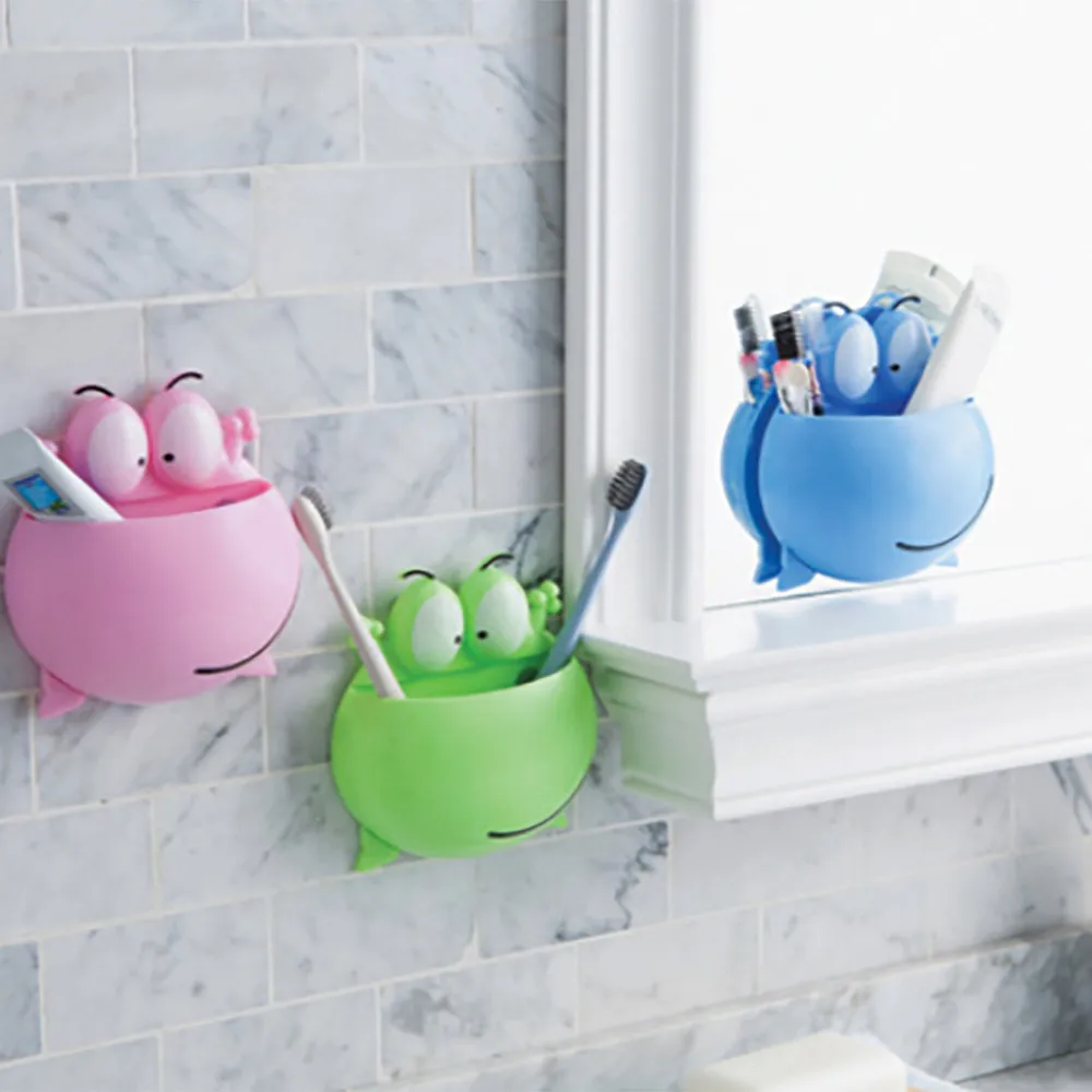 

Toothbrush Holder Bathroom Accessories Wall Suction Cups Shower Holder Cute Frog Sucker Suction Hooks Shelf Toothbrush Holder