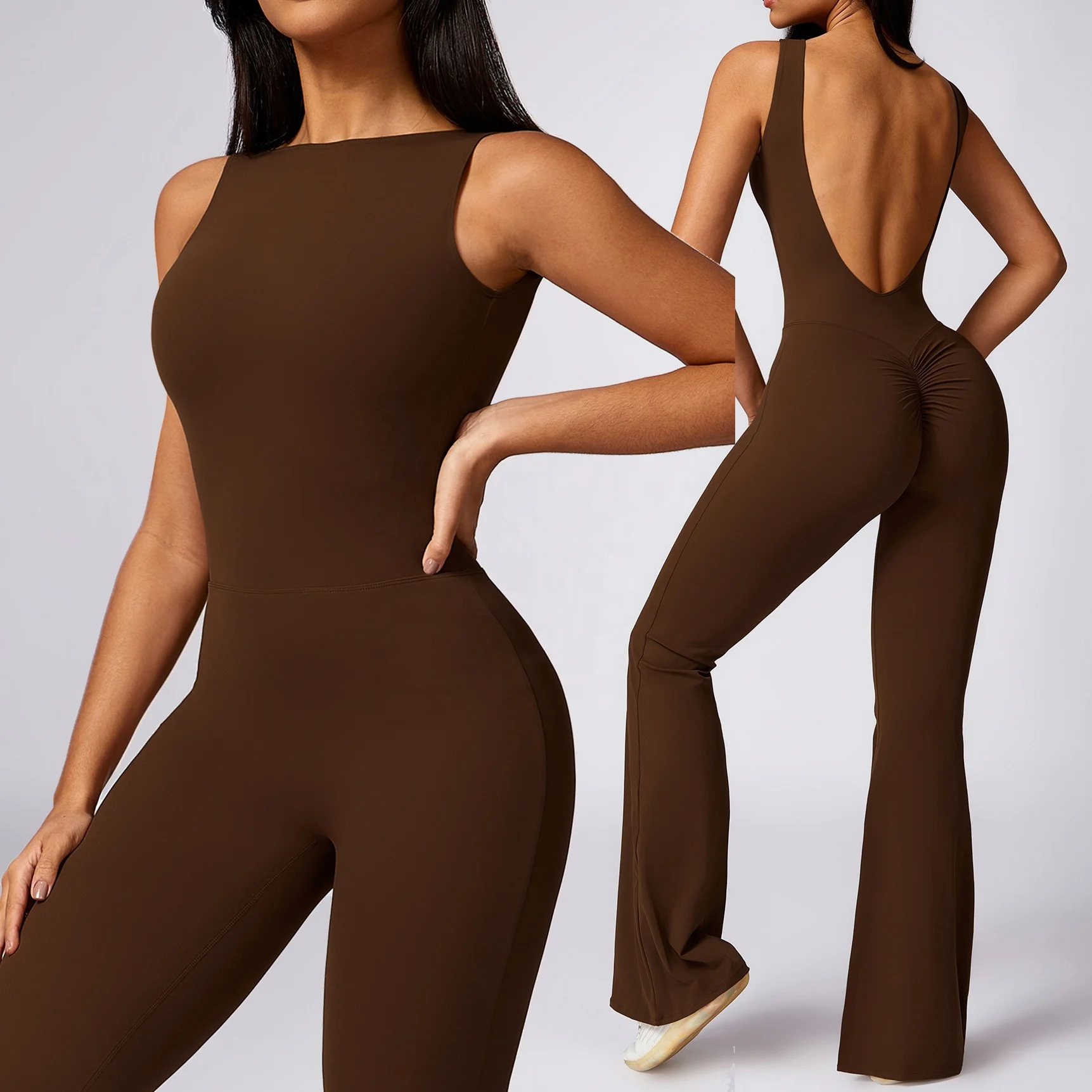 YIYI Beauty Back Scrunch Butt Leggings Rompers High Support Comfortable Workout Bodysuits Women Butt Lift Active Jumpsuit