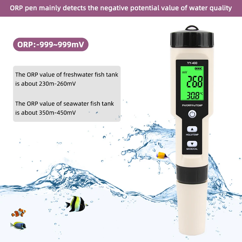 Máy Kiểm Tra Nồng Độ Ion Hydro Kỹ Thuật Số Máy Đo Nước 4 Trong 1 H2 0-2400ppb Cho Bể Cá, Bể Bơi, Nước Uống